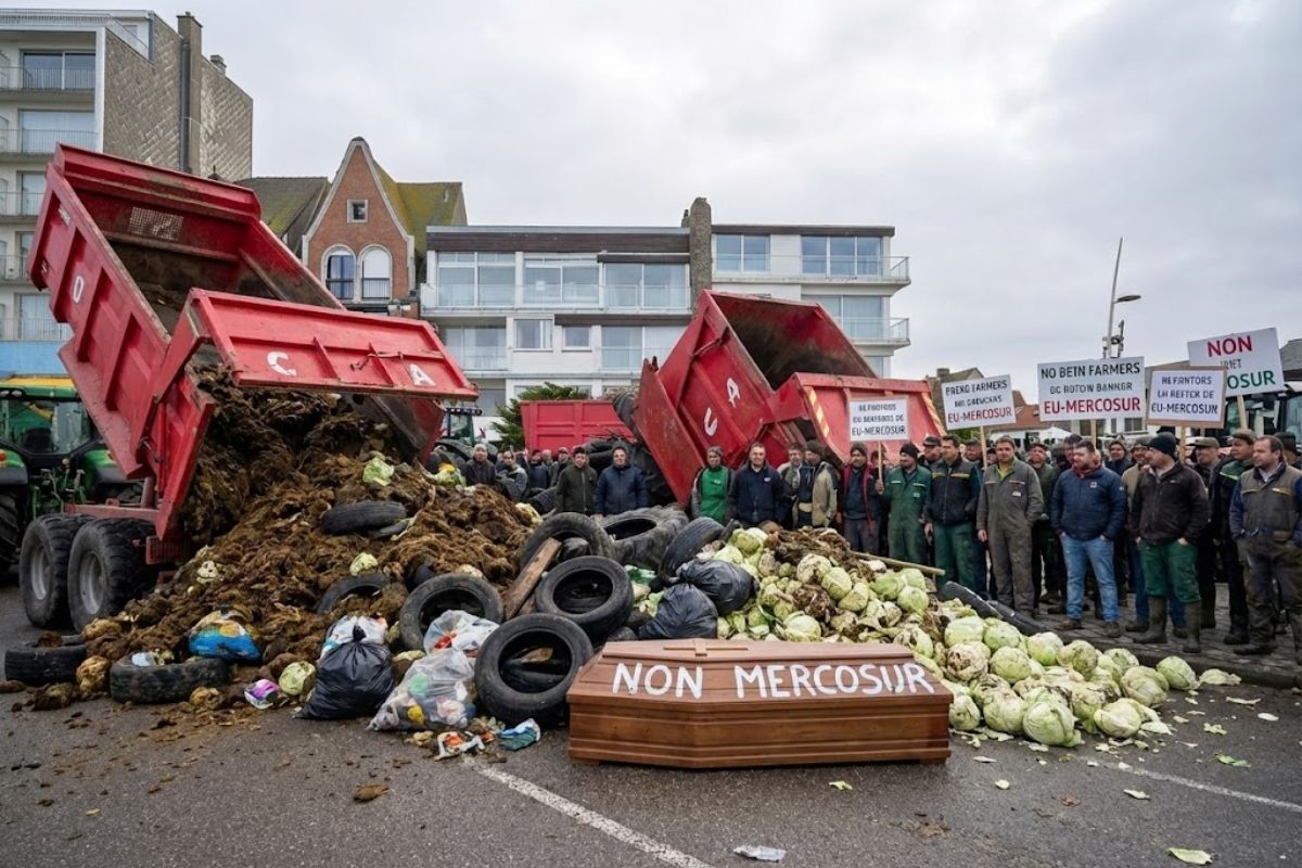 I explain why French farmers dumped manure, tyres, garbage and cabbages at Macron’s beach house over the EU‑Mercosur trade deal and broader farm crises.