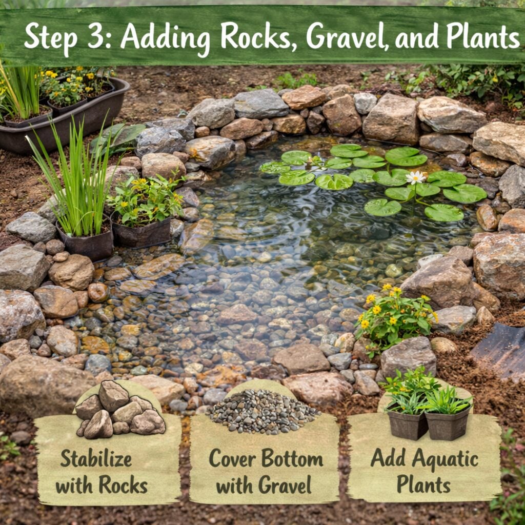 Step 3: Adding Rocks, Gravel, and Plants