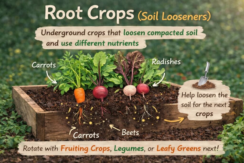 4. Root Crops (Soil Looseners)
