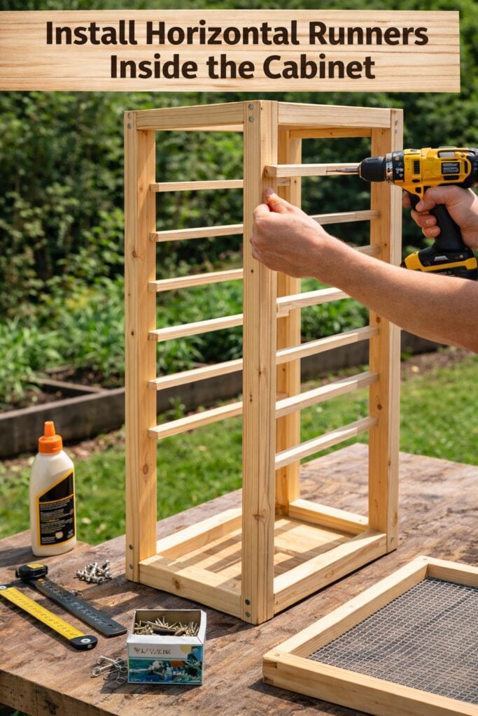 4. Install Horizontal Runners Inside the Cabinet