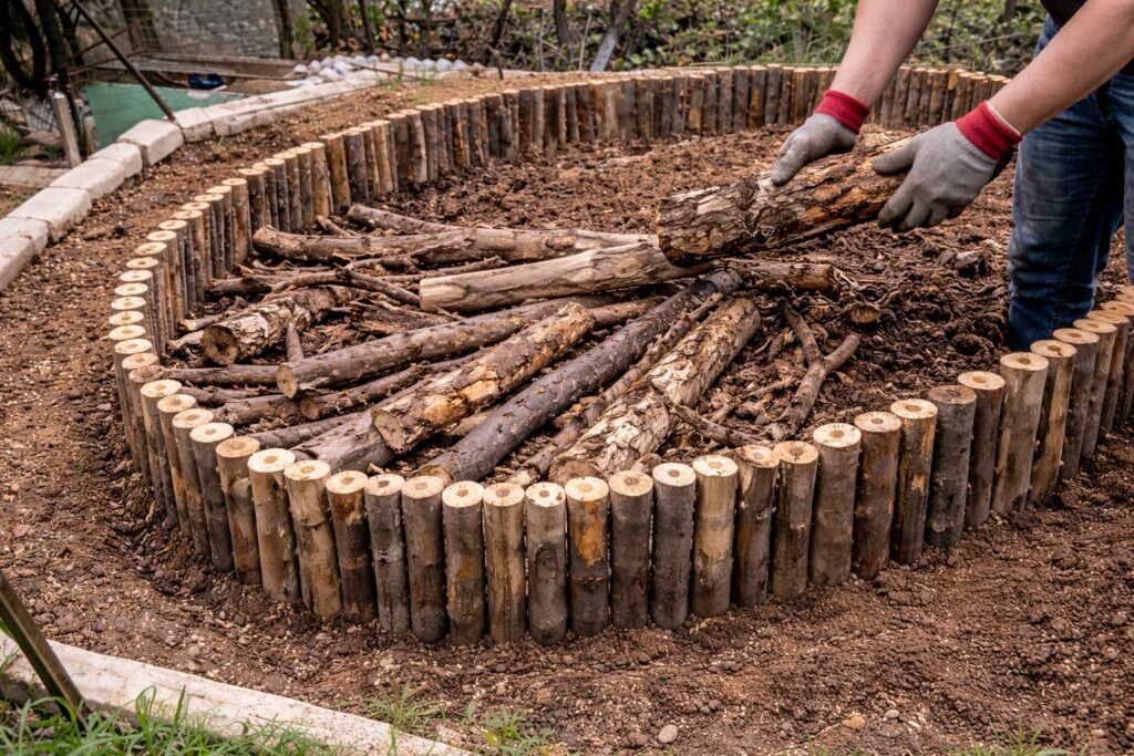 Layering Wood for Hugelkultur Benefits