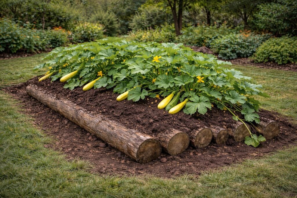 Hugelkultur garden bed