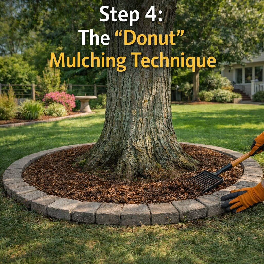 Step 4: The "Donut" Mulching Technique