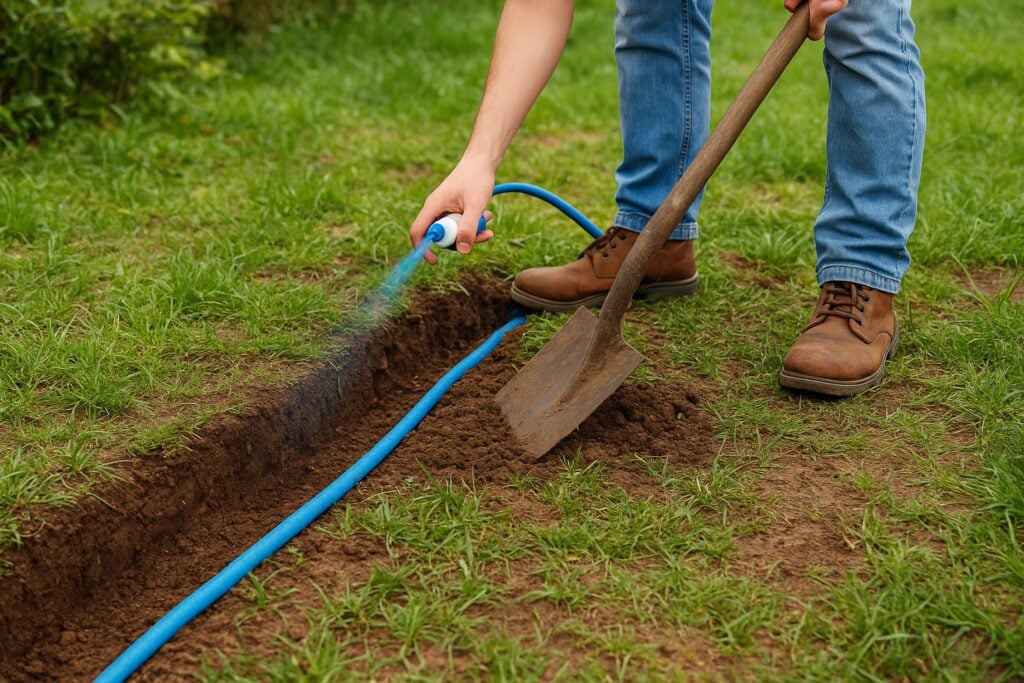 Step 2: Dig a trench wider than the bricks