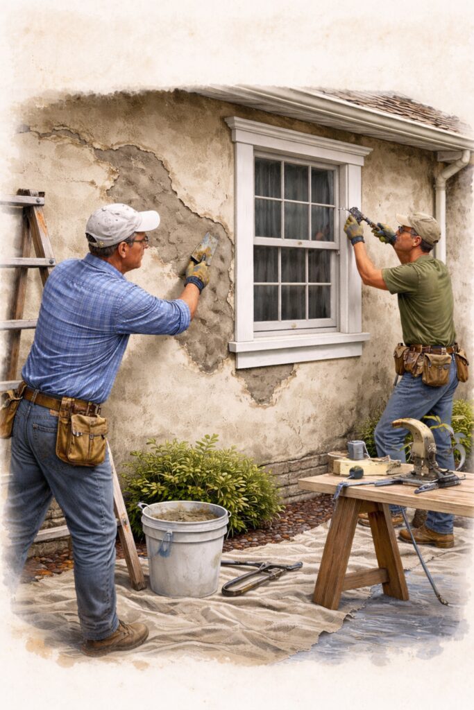 Stucco and Casing Restoration