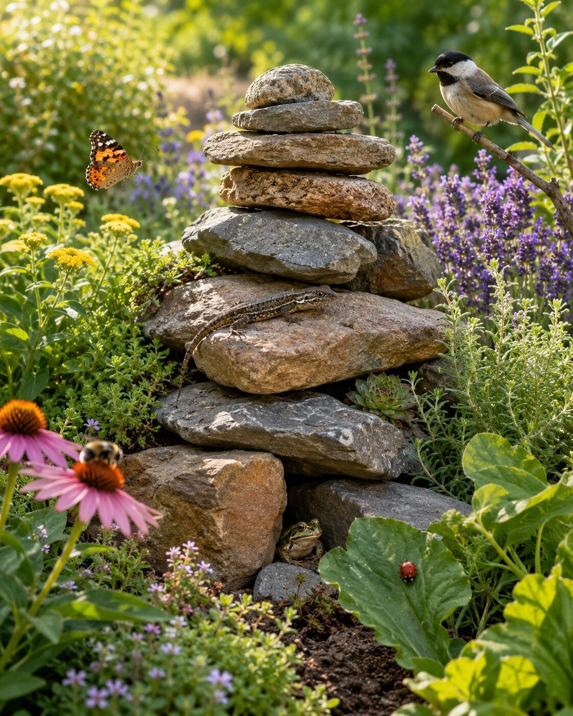 rock stack for garden pest control