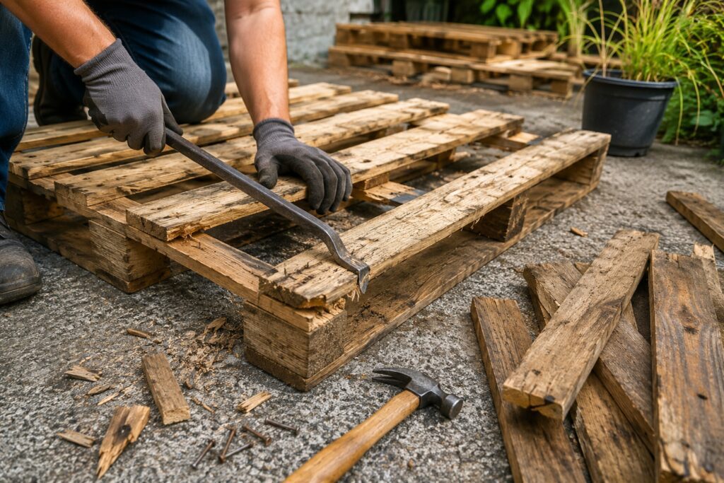 Taking Apart the Pallets Required Patience