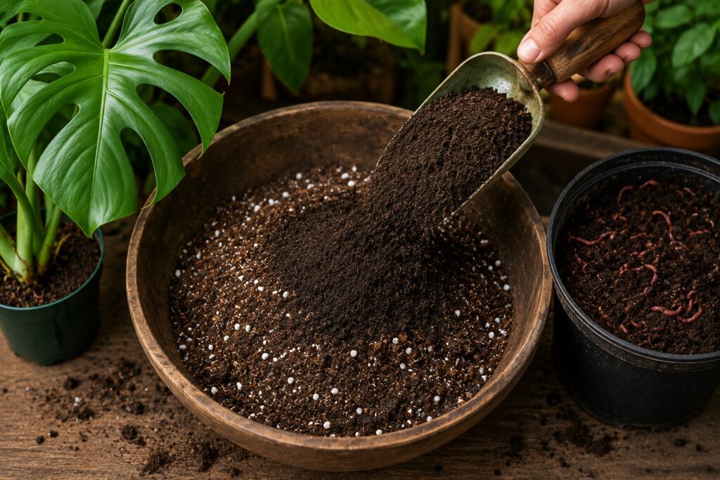 Potting Mix and Worm Castings Help Feed the Plant