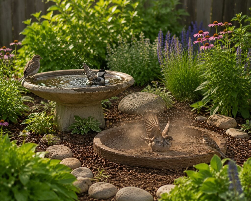 Combining Dust Baths with Water Baths
