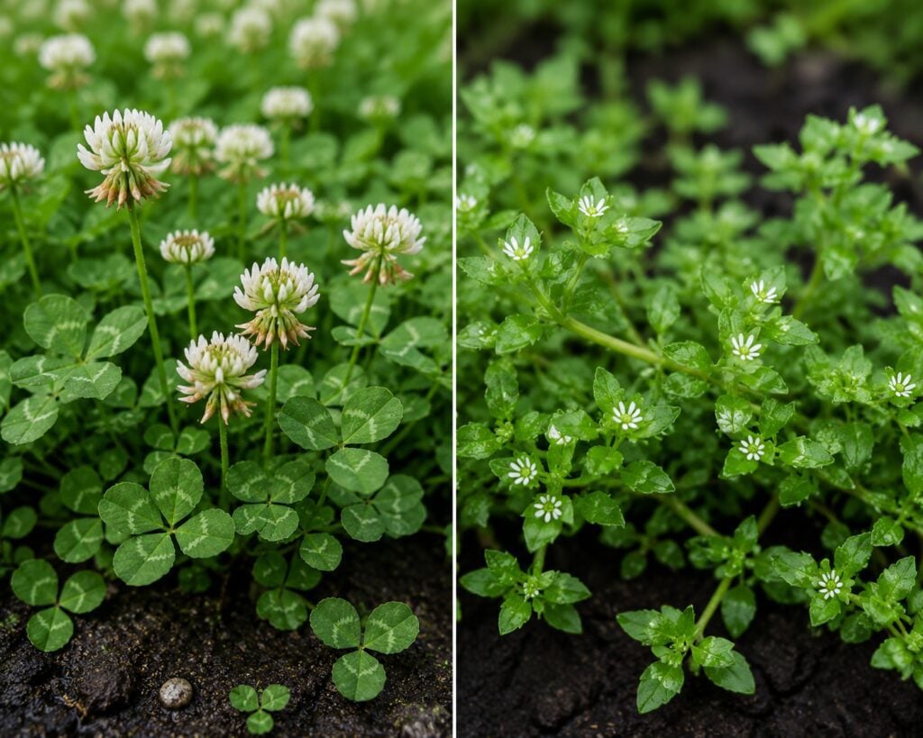 White Clover and Chickweed: Signs of nitrogen balance and fertile soil