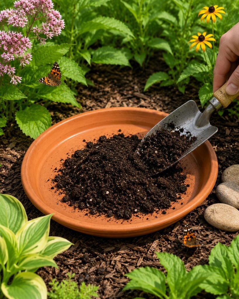 Step 2: Add Garden Soil and a Little Compost