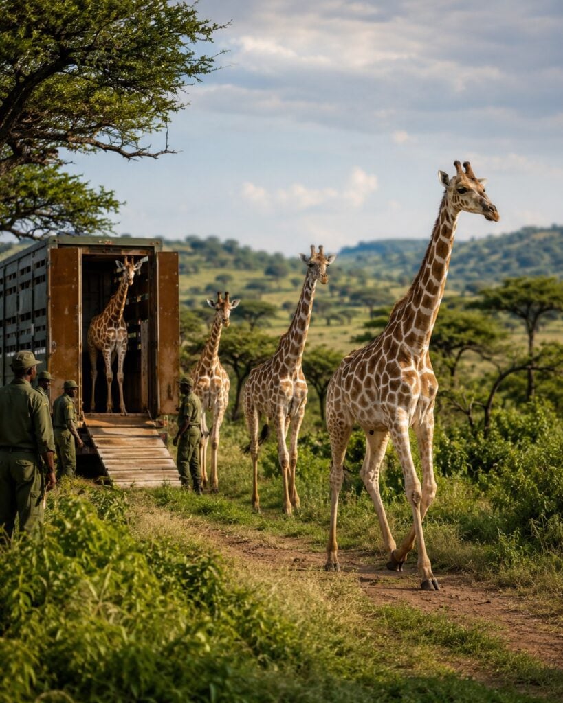 endangered giraffes in Uganda