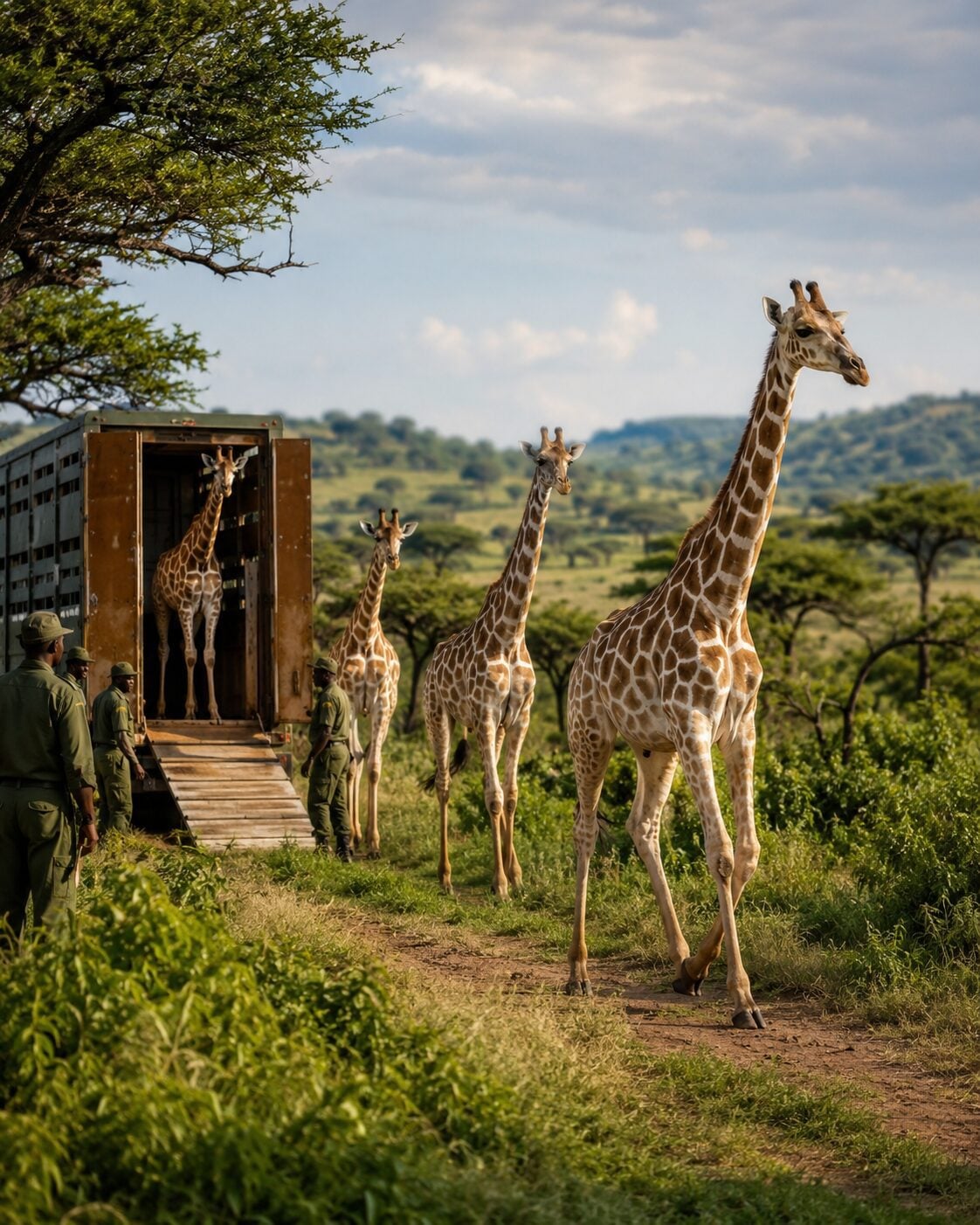 endangered giraffes in Uganda