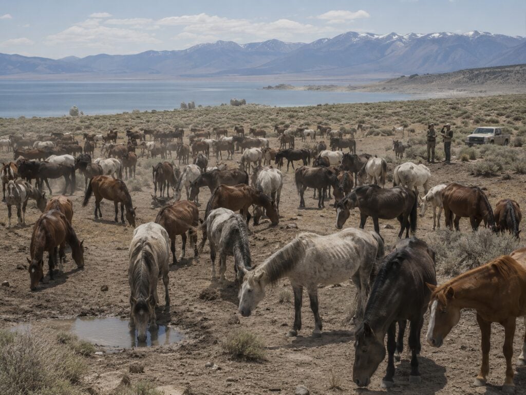 Mono Lake wild horse roundup